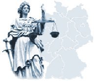 Justitia auf Deutschlandkarte
